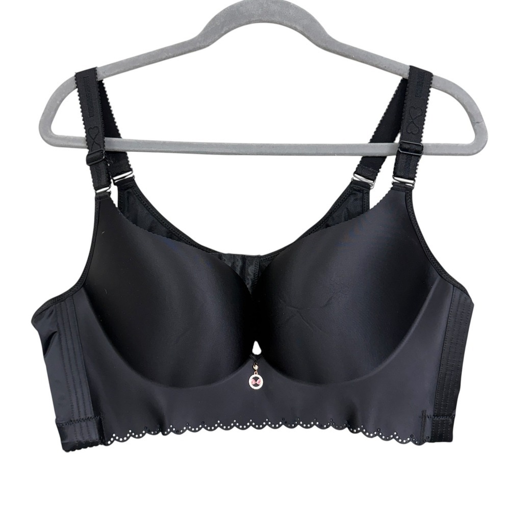 Plus Size Black Underwire Bra Full Coverage Padded Push Up Sz 50/115 D E F G H*